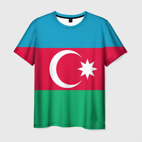 Мужская футболка 3D с принтом Азербайджан в Кировске, 100% полиэфир | прямой крой, круглый вырез горловины, длина до линии бедер | страна | флаг