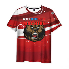 Мужская футболка 3D с принтом Rus big red maсhine в Кировске, 100% полиэфир | прямой крой, круглый вырез горловины, длина до линии бедер | red maсhine | красная машина | сборная россии | хоккей