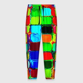 Мужские брюки 3D с принтом Кубики в Кировске, 100% полиэстер | манжеты по низу, эластичный пояс регулируется шнурком, по бокам два кармана без застежек, внутренняя часть кармана из мелкой сетки | квадрат | краска | кубики | текстуры