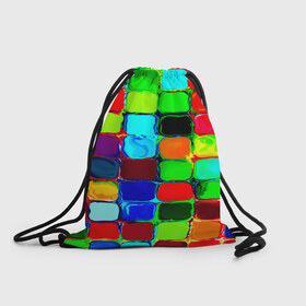 Рюкзак-мешок 3D с принтом Кубики в Кировске, 100% полиэстер | плотность ткани — 200 г/м2, размер — 35 х 45 см; лямки — толстые шнурки, застежка на шнуровке, без карманов и подкладки | квадрат | краска | кубики | текстуры