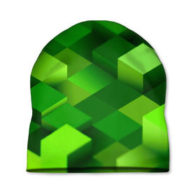 Шапка 3D с принтом Minecraft в Кировске, 100% полиэстер | универсальный размер, печать по всей поверхности изделия | green | зеленый