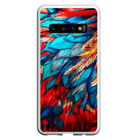 Чехол для Samsung Galaxy S10 с принтом Перья в Кировске, Силикон | Область печати: задняя сторона чехла, без боковых панелей | красный | текстура | цветной | яркий
