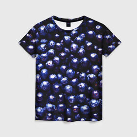 Женская футболка 3D с принтом Смородина в Кировске, 100% полиэфир ( синтетическое хлопкоподобное полотно) | прямой крой, круглый вырез горловины, длина до линии бедер | фиолетовый | ягода