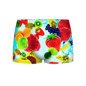 Мужские трусы 3D с принтом Коктейль в Кировске, 50% хлопок, 50% полиэстер | классическая посадка, на поясе мягкая тканевая резинка | Тематика изображения на принте: лето | фрукты | цветной | ягоды | яркий