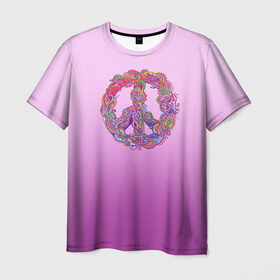 Мужская футболка 3D с принтом Хиппи 1 в Кировске, 100% полиэфир | прямой крой, круглый вырез горловины, длина до линии бедер | Тематика изображения на принте: hippie | peace | пацифик | хиппи