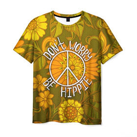 Мужская футболка 3D с принтом Хиппи 4 в Кировске, 100% полиэфир | прямой крой, круглый вырез горловины, длина до линии бедер | hippie | peace | пацифик | хиппи