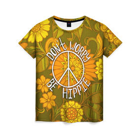 Женская футболка 3D с принтом Хиппи 4 в Кировске, 100% полиэфир ( синтетическое хлопкоподобное полотно) | прямой крой, круглый вырез горловины, длина до линии бедер | hippie | peace | пацифик | хиппи