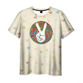 Мужская футболка 3D с принтом Хиппи 6 в Кировске, 100% полиэфир | прямой крой, круглый вырез горловины, длина до линии бедер | hippie | peace | пацифик | хиппи