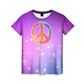 Женская футболка 3D с принтом Хиппи 8 в Кировске, 100% полиэфир ( синтетическое хлопкоподобное полотно) | прямой крой, круглый вырез горловины, длина до линии бедер | hippie | peace | пацифик | хиппи