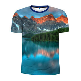 Мужская футболка 3D спортивная с принтом Неописуемая красота в Кировске, 100% полиэстер с улучшенными характеристиками | приталенный силуэт, круглая горловина, широкие плечи, сужается к линии бедра | горы | канада | красота | лес | небо | облака | озеро | пейзаж | природа | речка