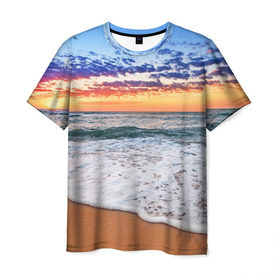 Мужская футболка 3D с принтом Красивый закат в Кировске, 100% полиэфир | прямой крой, круглый вырез горловины, длина до линии бедер | sunrise | sunset | волна | жара | закат | зной | красота | лето | море | океан | отдых | пена | песок | пляж | прибой | прилив | природа | рассвет | солнце