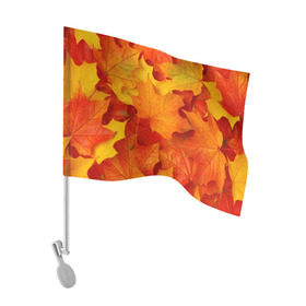 Флаг для автомобиля с принтом Кленовые листья в Кировске, 100% полиэстер | Размер: 30*21 см | дары осени | жёлтый | золотой | клён | краски | красный | красота | листва | листья | наряд | оранжевый | осень | покров | природа