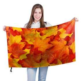 Флаг 3D с принтом Кленовые листья в Кировске, 100% полиэстер | плотность ткани — 95 г/м2, размер — 67 х 109 см. Принт наносится с одной стороны | дары осени | жёлтый | золотой | клён | краски | красный | красота | листва | листья | наряд | оранжевый | осень | покров | природа