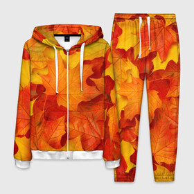 Мужской костюм 3D с принтом Кленовые листья в Кировске, 100% полиэстер | Манжеты и пояс оформлены тканевой резинкой, двухслойный капюшон со шнурком для регулировки, карманы спереди | дары осени | жёлтый | золотой | клён | краски | красный | красота | листва | листья | наряд | оранжевый | осень | покров | природа