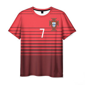 Мужская футболка 3D с принтом Роналду сборная Португалии в Кировске, 100% полиэфир | прямой крой, круглый вырез горловины, длина до линии бедер | Тематика изображения на принте: cr7 | euro | real | ronaldo | евро | португалия | реал | роналдо
