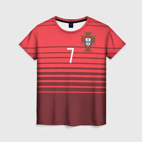 Женская футболка 3D с принтом Роналду сборная Португалии в Кировске, 100% полиэфир ( синтетическое хлопкоподобное полотно) | прямой крой, круглый вырез горловины, длина до линии бедер | cr7 | euro | real | ronaldo | евро | португалия | реал | роналдо