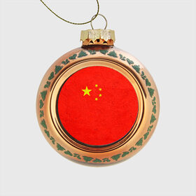 Стеклянный ёлочный шар с принтом Китай в Кировске, Стекло | Диаметр: 80 мм | china | country | государство | китай | кнр | страна | флаг | флаги