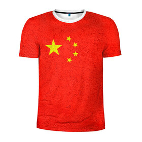 Мужская футболка 3D спортивная с принтом Китай в Кировске, 100% полиэстер с улучшенными характеристиками | приталенный силуэт, круглая горловина, широкие плечи, сужается к линии бедра | china | country | государство | китай | кнр | страна | флаг | флаги