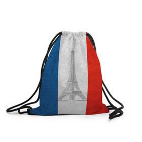 Рюкзак-мешок 3D с принтом Франция в Кировске, 100% полиэстер | плотность ткани — 200 г/м2, размер — 35 х 45 см; лямки — толстые шнурки, застежка на шнуровке, без карманов и подкладки | Тематика изображения на принте: country | france | государство | страна | флаг | флаги | франция