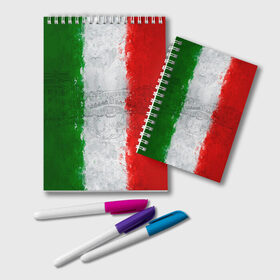 Блокнот с принтом Италия в Кировске, 100% бумага | 48 листов, плотность листов — 60 г/м2, плотность картонной обложки — 250 г/м2. Листы скреплены удобной пружинной спиралью. Цвет линий — светло-серый
 | Тематика изображения на принте: country | italy | государство | италия | страна | флаг | флаги