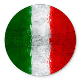 Коврик круглый с принтом Италия в Кировске, резина и полиэстер | круглая форма, изображение наносится на всю лицевую часть | country | italy | государство | италия | страна | флаг | флаги