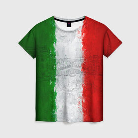 Женская футболка 3D с принтом Италия в Кировске, 100% полиэфир ( синтетическое хлопкоподобное полотно) | прямой крой, круглый вырез горловины, длина до линии бедер | Тематика изображения на принте: country | italy | государство | италия | страна | флаг | флаги