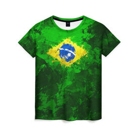 Женская футболка 3D с принтом Бразилия в Кировске, 100% полиэфир ( синтетическое хлопкоподобное полотно) | прямой крой, круглый вырез горловины, длина до линии бедер | brazil | country | бразилия | государство | страна | флаг | флаги
