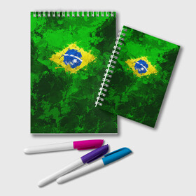 Блокнот с принтом Бразилия в Кировске, 100% бумага | 48 листов, плотность листов — 60 г/м2, плотность картонной обложки — 250 г/м2. Листы скреплены удобной пружинной спиралью. Цвет линий — светло-серый
 | brazil | country | бразилия | государство | страна | флаг | флаги
