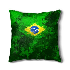 Подушка 3D с принтом Бразилия в Кировске, наволочка – 100% полиэстер, наполнитель – холлофайбер (легкий наполнитель, не вызывает аллергию). | состоит из подушки и наволочки. Наволочка на молнии, легко снимается для стирки | brazil | country | бразилия | государство | страна | флаг | флаги