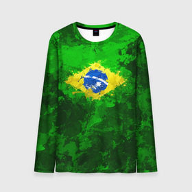 Мужской лонгслив 3D с принтом Бразилия в Кировске, 100% полиэстер | длинные рукава, круглый вырез горловины, полуприлегающий силуэт | brazil | country | бразилия | государство | страна | флаг | флаги