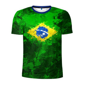 Мужская футболка 3D спортивная с принтом Бразилия в Кировске, 100% полиэстер с улучшенными характеристиками | приталенный силуэт, круглая горловина, широкие плечи, сужается к линии бедра | brazil | country | бразилия | государство | страна | флаг | флаги