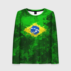 Женский лонгслив 3D с принтом Бразилия в Кировске, 100% полиэстер | длинные рукава, круглый вырез горловины, полуприлегающий силуэт | brazil | country | бразилия | государство | страна | флаг | флаги