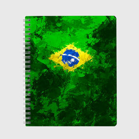 Тетрадь с принтом Бразилия в Кировске, 100% бумага | 48 листов, плотность листов — 60 г/м2, плотность картонной обложки — 250 г/м2. Листы скреплены сбоку удобной пружинной спиралью. Уголки страниц и обложки скругленные. Цвет линий — светло-серый
 | brazil | country | бразилия | государство | страна | флаг | флаги