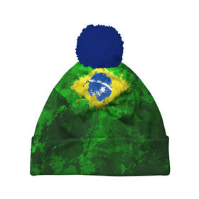 Шапка 3D c помпоном с принтом Бразилия в Кировске, 100% полиэстер | универсальный размер, печать по всей поверхности изделия | brazil | country | бразилия | государство | страна | флаг | флаги