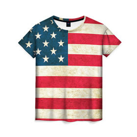 Женская футболка 3D с принтом США в Кировске, 100% полиэфир ( синтетическое хлопкоподобное полотно) | прямой крой, круглый вырез горловины, длина до линии бедер | country | usa | америка | государство | соединённые штаты америки | страна | флаг | флаги | штаты