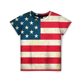 Детская футболка 3D с принтом США в Кировске, 100% гипоаллергенный полиэфир | прямой крой, круглый вырез горловины, длина до линии бедер, чуть спущенное плечо, ткань немного тянется | country | usa | америка | государство | соединённые штаты америки | страна | флаг | флаги | штаты