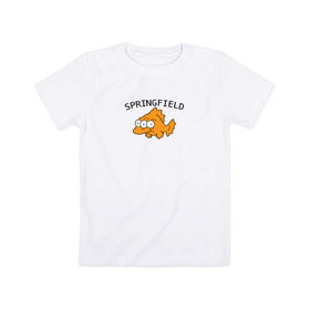 Детская футболка хлопок с принтом Спрингфилд | Springfield в Кировске, 100% хлопок | круглый вырез горловины, полуприлегающий силуэт, длина до линии бедер | springfield | the simpsons | симпсоны | спрингфилд