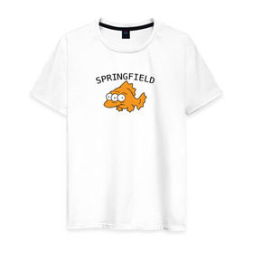 Мужская футболка хлопок с принтом Спрингфилд | Springfield в Кировске, 100% хлопок | прямой крой, круглый вырез горловины, длина до линии бедер, слегка спущенное плечо. | springfield | the simpsons | симпсоны | спрингфилд