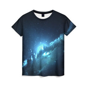 Женская футболка 3D с принтом Космос в Кировске, 100% полиэфир ( синтетическое хлопкоподобное полотно) | прямой крой, круглый вырез горловины, длина до линии бедер | galaxy | space | stars | галактика | звёзды | космос | туманность