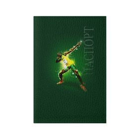 Обложка для паспорта матовая кожа с принтом Usain Bolt в Кировске, натуральная матовая кожа | размер 19,3 х 13,7 см; прозрачные пластиковые крепления | Тематика изображения на принте: атлетика | без | болт | легкая | спорт | усейн