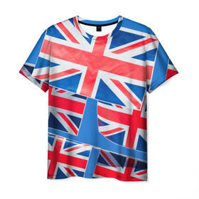 Мужская футболка 3D с принтом Британские флаги в Кировске, 100% полиэфир | прямой крой, круглый вырез горловины, длина до линии бедер | англия | британия | великобритания
