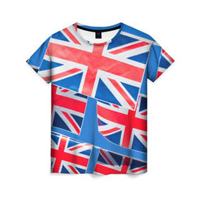 Женская футболка 3D с принтом Британские флаги в Кировске, 100% полиэфир ( синтетическое хлопкоподобное полотно) | прямой крой, круглый вырез горловины, длина до линии бедер | англия | британия | великобритания