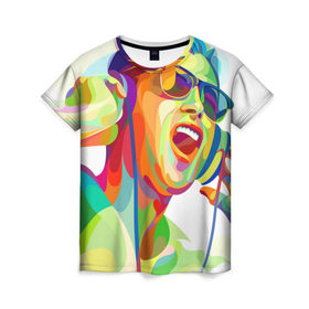 Женская футболка 3D с принтом lOVE MUSIC в Кировске, 100% полиэфир ( синтетическое хлопкоподобное полотно) | прямой крой, круглый вырез горловины, длина до линии бедер | 