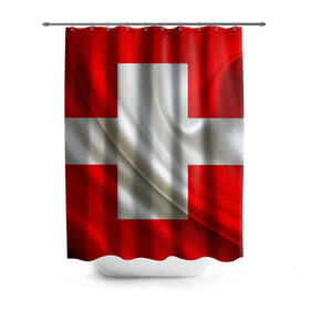 Штора 3D для ванной с принтом Швейцария в Кировске, 100% полиэстер | плотность материала — 100 г/м2. Стандартный размер — 146 см х 180 см. По верхнему краю — пластиковые люверсы для креплений. В комплекте 10 пластиковых колец | альпы | гордость | флаг