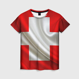 Женская футболка 3D с принтом Швейцария в Кировске, 100% полиэфир ( синтетическое хлопкоподобное полотно) | прямой крой, круглый вырез горловины, длина до линии бедер | альпы | гордость | флаг