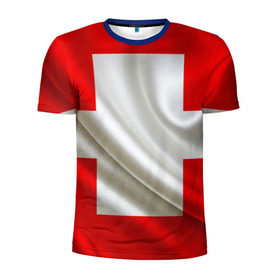 Мужская футболка 3D спортивная с принтом Швейцария в Кировске, 100% полиэстер с улучшенными характеристиками | приталенный силуэт, круглая горловина, широкие плечи, сужается к линии бедра | Тематика изображения на принте: альпы | гордость | флаг