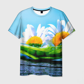 Мужская футболка 3D с принтом Ромашки в Кировске, 100% полиэфир | прямой крой, круглый вырез горловины, длина до линии бедер | красота | поле | природа | ромашка | цветы