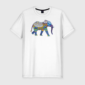 Мужская футболка премиум с принтом Слон в Кировске, 92% хлопок, 8% лайкра | приталенный силуэт, круглый вырез ворота, длина до линии бедра, короткий рукав | 