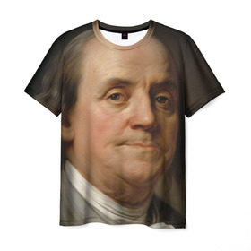 Мужская футболка 3D с принтом Бенджамин франклин в Кировске, 100% полиэфир | прямой крой, круглый вырез горловины, длина до линии бедер | Тематика изображения на принте: franklin | доллар | сша | франклин