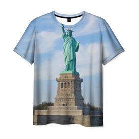 Мужская футболка 3D с принтом Статуя свободы в Кировске, 100% полиэфир | прямой крой, круглый вырез горловины, длина до линии бедер | америка | сша